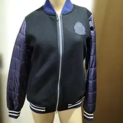 一度使用のみスタジャン風ブラックネイビージャケット