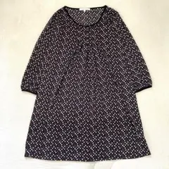 タイニークリーク チュニック 長袖 総柄 幾何学模様 ゆったり ブラック Mのサムネイル