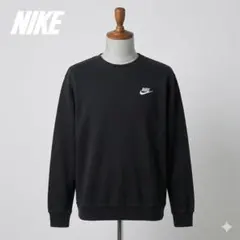 NIKE ナイキ クルーネック スウェット ブラック L相当 ワンポイント ロゴ