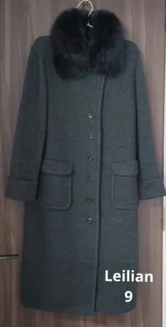 Leilian レリアン カシミヤ ニットコート チャコールグレー 9号