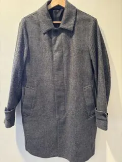 men'sグレー系チェック ステンカラーコート