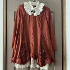 axes femme オレンジ 長袖 ワンピース Mサイズ　アクシーズファム