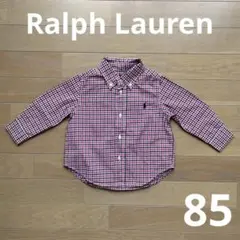 Ralph Lauren 赤紺 ギンガム チェック 長袖シャツ 85cm