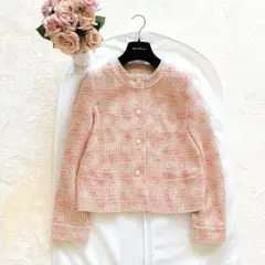 ROCHAS レリアン高級ツイード ノーカラージャケット LINTON日本製のサムネイル