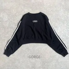 GORGE/ショート丈スウェット/M/ブラック/ライン入り/カジュアル