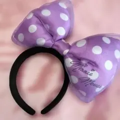 ミニーマウス 紫色 水玉 カチューシャ