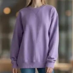 美品 ジーユー GU セーター M 紫 クルーネック シンプル リブ袖＋裾