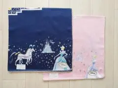 限定【新品】ディズニー ブルーミング中西 ハンカチ シンデレラ ネイビー ピンク