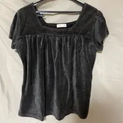 半袖　チュニック　茶　ブラウン　濃茶　ベロア　ベルベット