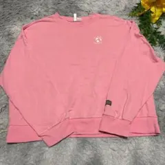 H&M DIVIDED スウェット トレーナー ピンク 地球 クロップド丈 Mのサムネイル