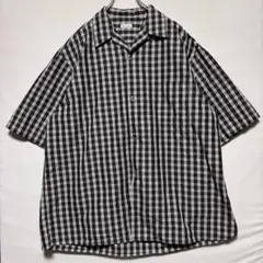 C121 Steven Alan 半袖チェックシャツ サイズXL ブラック