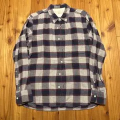 チェック柄 長袖シャツ グレー ネイビー レッド