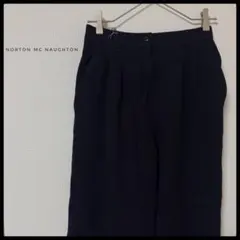 Norton Mc Naughton ウールスラックス　ネイビー　裏地高見え
