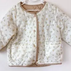 花柄 ベビーアウター 【90㎝】アイボリー リバーシブル 茶色