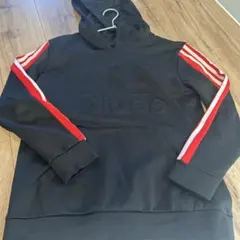 adidas フード付きパーカー 黒/赤　160