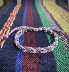 ハンドメイドチェーン風ミサンガブレスレット(パープル、グレー系)