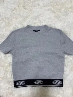 EMODA ロゴ入りリブTシャツ グレー