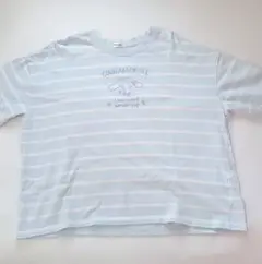 【美品】シナモロール サンリオ 半袖 Tシャツ ボーダー 水色 オーバーサイズ
