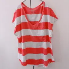 OLD NAVY 【XL】 ボーダー 半袖 トップス Tシャツ Vネック 古着
