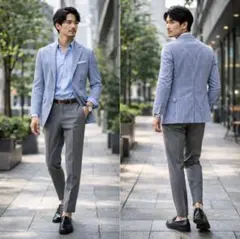 【未使用に近い】シアサッカー クロコダイル テーラードジャケット ストライプ M