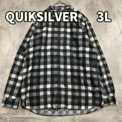 クイックシルバー 黒 長袖ネルシャツ チェック ビッグサイズ 3L【こ968】