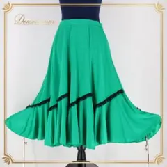【社交ダンス衣装】グリーン Chacott スカート 緑 黒 レッスン 練習着