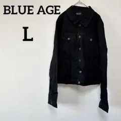 美品✨BLUE AGE【L】ブラックデニムジャケット 上着 ジージャン 古着