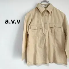 a.v.v シャツ　ベージュ　七分袖　無地　綿　羽織り　ビジネス　オシャレ
