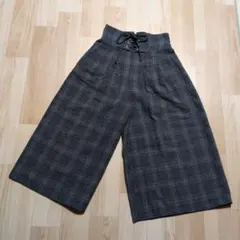グレー系チェック ワイドパンツ