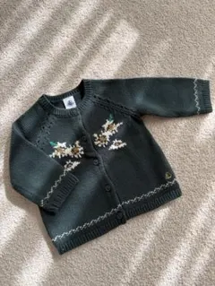 petit bateau 花柄刺繍 ニットカーディガン　12m/74cm