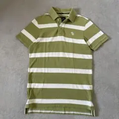 90sAbercrombie & Fitch古着半袖ポロシャツボーダーロゴ刺繍