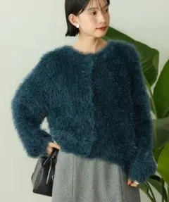 アメリカンホリック　シャギーニットクルーネックカーディガン　今期