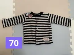 BREEZE ブリーズ　ベビー カーディガン 黒とベージュのストライプ  70