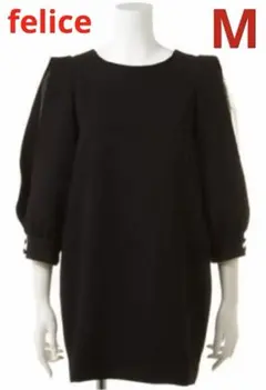 ② 新品未使用 ミニワンピース 袖シアー チュニック フォーマル ブラック M