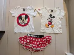 BABYDOLL ミッキーマウス Tシャツ(90cm2枚)パンツ(100cm)
