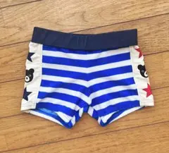 美品 ミキハウス ダブルビー キッズ 水着 スイムパンツ 90 ボーダー ブルー