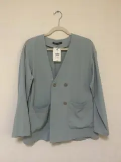 wcloset ノーカラージャケット　くすみブルーのサムネイル