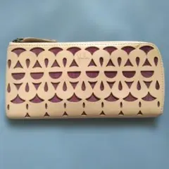 Sybilla 長財布 ベージュ×パープル パンチングレザーのサムネイル
