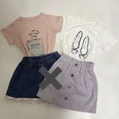 ラメ入りtシャツ、スカート4枚セット