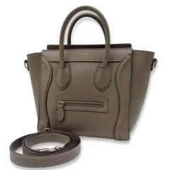 【美品】セリーヌ ラゲージ ナノショッパー グレージュ ２WAY ハンドバッグ