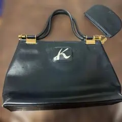 Kitamura ハンドバッグ ネイビー ゴールド金具