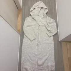 ZARA KNIT フード付きロングカーディガン グレー M