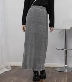 pumpkin port ラメリブ ロングタイトスカート