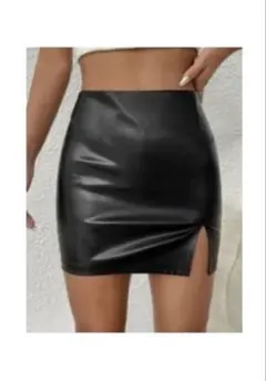 スリットレザーミニスカート ボディコンスカート 革スカート