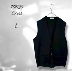 ニットベスト シンプル 無地 カジュアル ウール 黒 ブラック M～細身 L