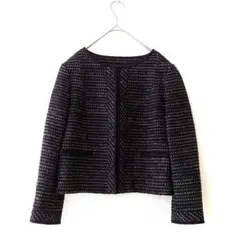 ノーカラーツイードジャケット l