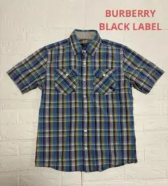 BURBERRY BLACK LABEL ブランド半袖シャツ 青 チェック Mのサムネイル