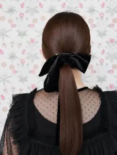 国産ベロアリボン ヘアクリップ♡てろんと垂れるリボンがエレガント♡
