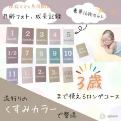 月齢フォト【フレーム付】マンスリーカード くすみカラー