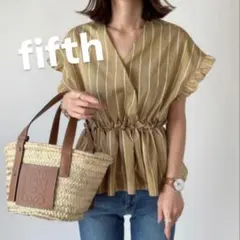 fifth ストライプ柄 フリル 半袖 ブラウス